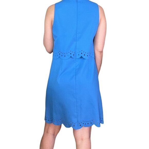Loft Blue Eyelet Sleeveless Career Shift Dress Knee Length Size 6 Easter Work - Picture 3 of 8